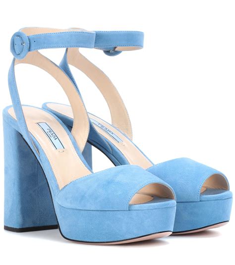 blue suede prada sandals|prada platform slides.